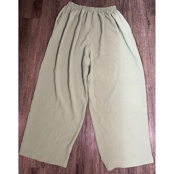 Pants - Light Green Wide Leg Cropped Pants Elastic‎ Waist Casual Boho Size 4XL